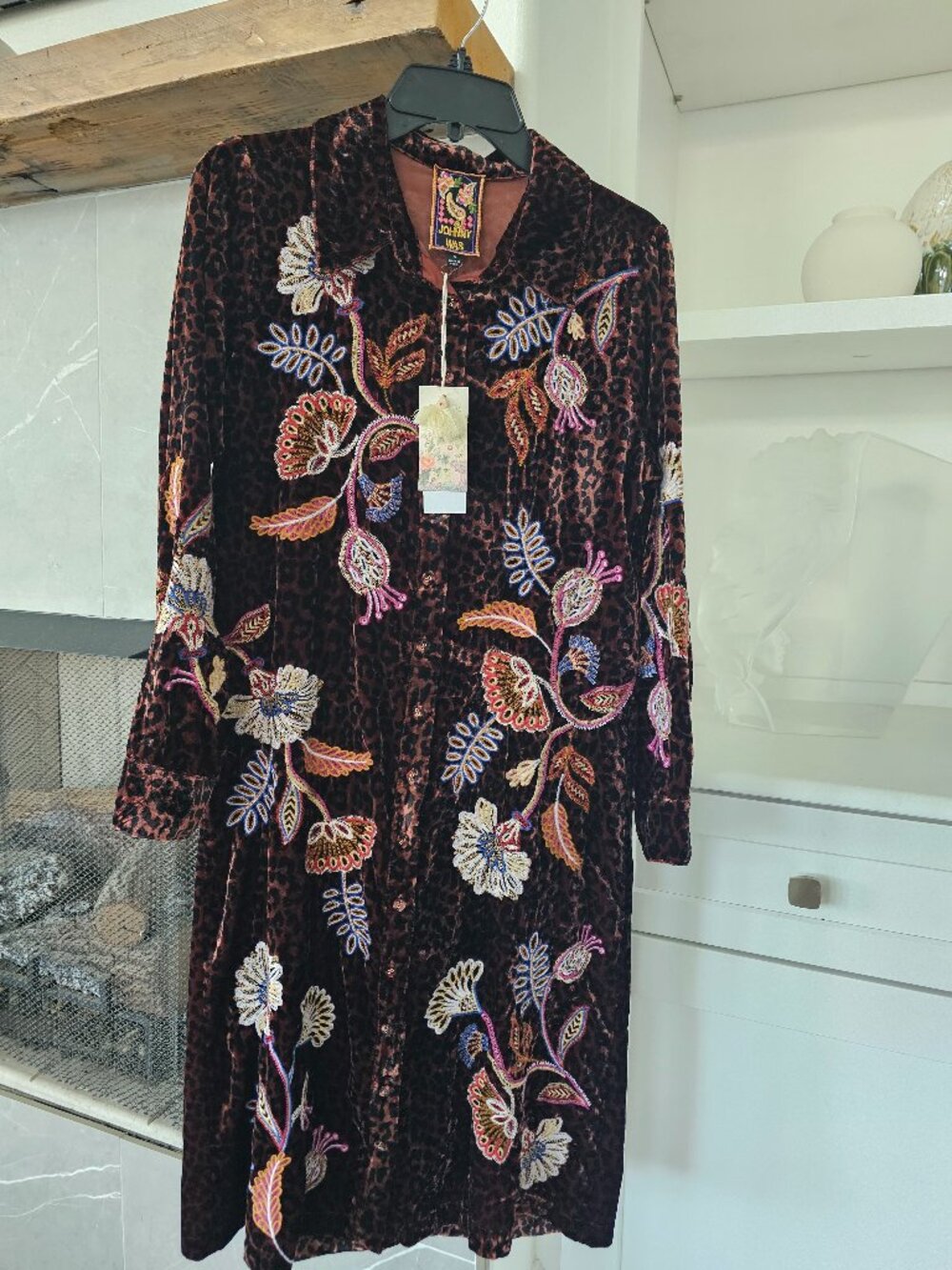Johnny Was Gineva Velvet Shirt Dress